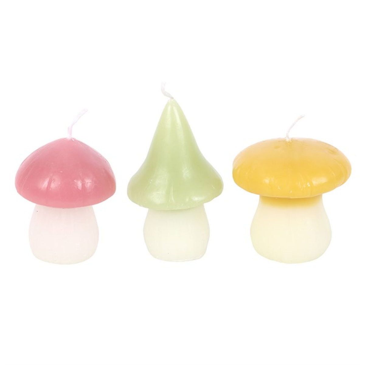 Set of 3 Pastel Mushroom Candles 10cm