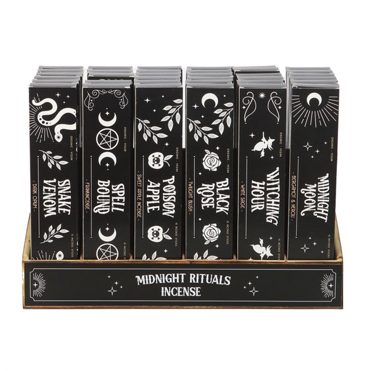Set of 36 Midnight Rituals Incense Sticks in Display