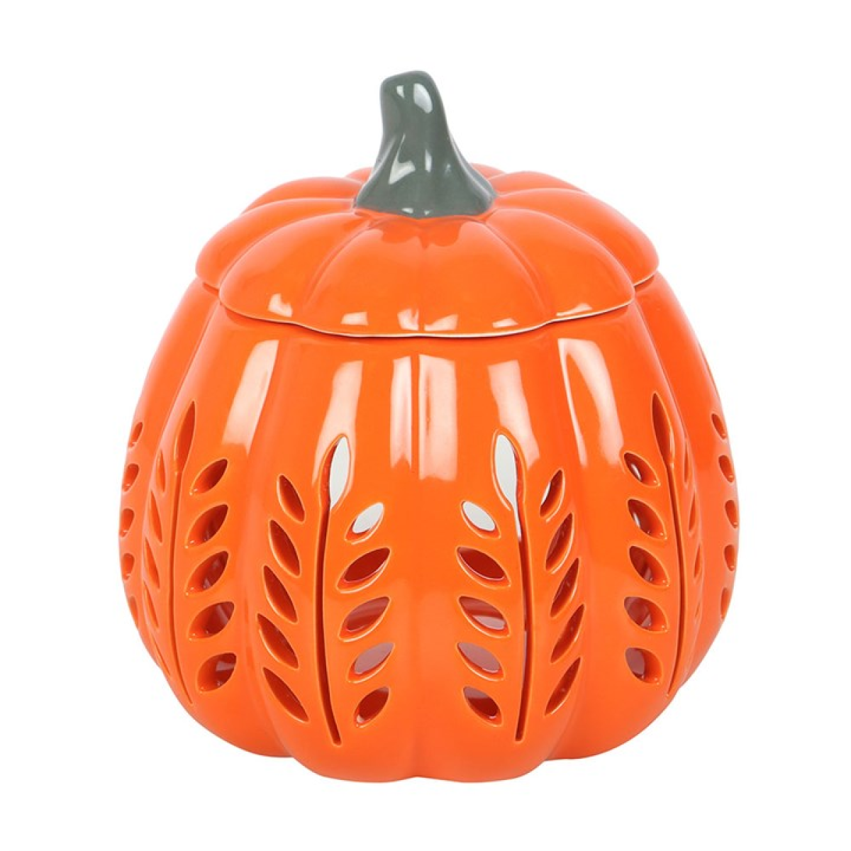 Orange Leaf Cut Out Pumpkin Oil Burner and Wax Warmer 13cm