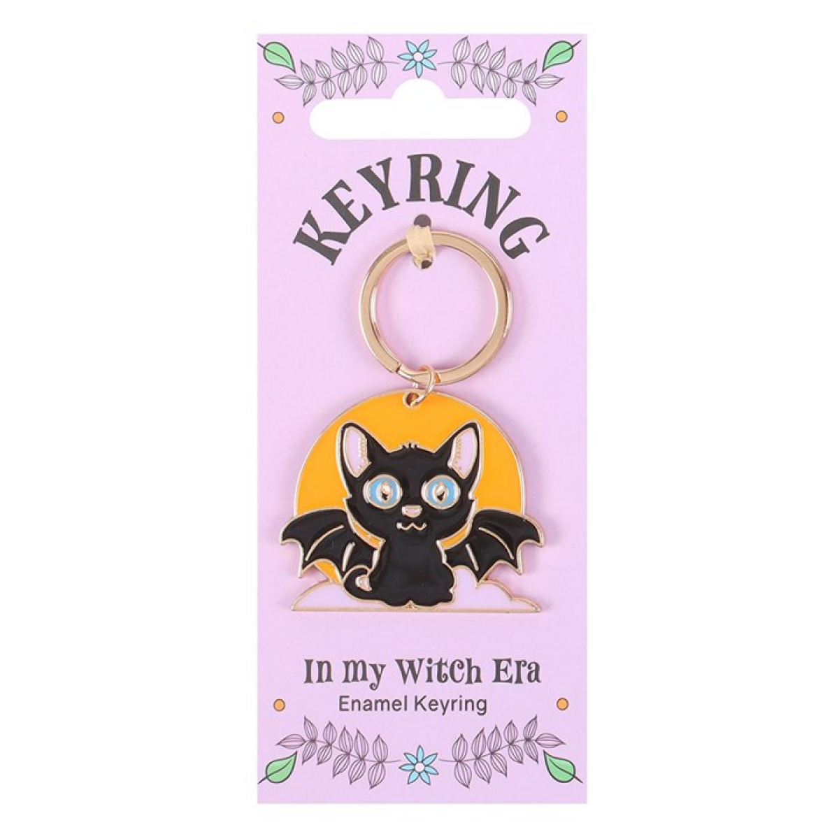 In My Witch Era Bat Cat and Moon Enamel Keyring 6cm