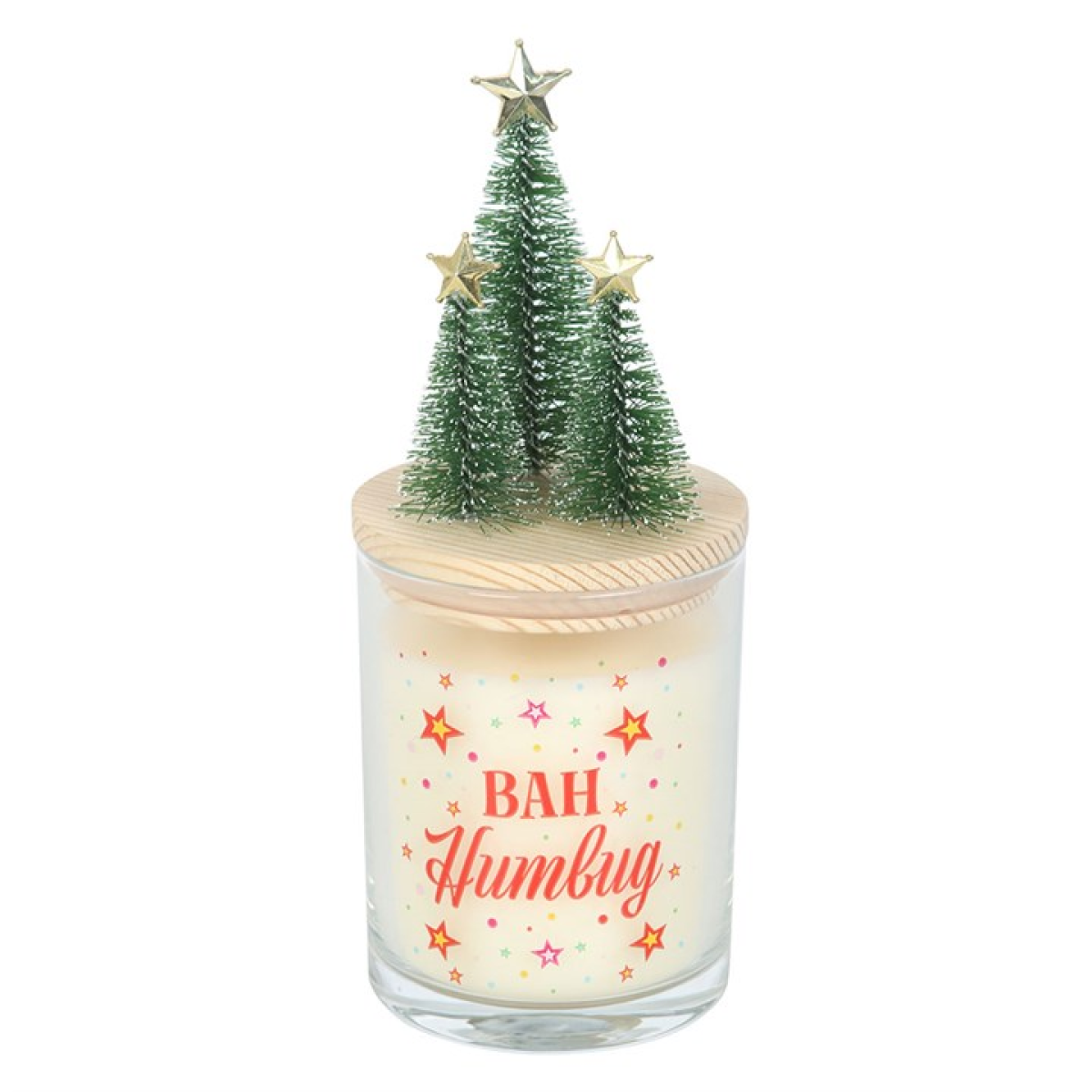 Bah Humbug Orange & Clove Glass Candle with Tree 8cm