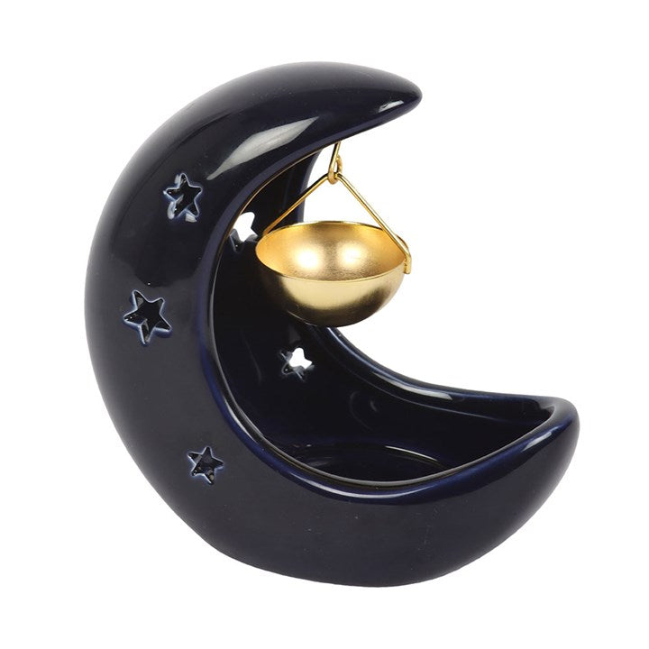 Blue Crescent Moon Hanging Oil Burner 13.5cm