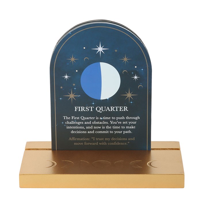 Set of 8 Moon Phase Cards with Wooden Stand 16cm