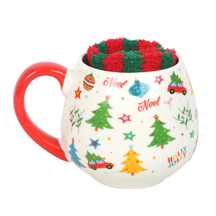 Nostalgic Christmas Print Mug and Socks Set 500ml