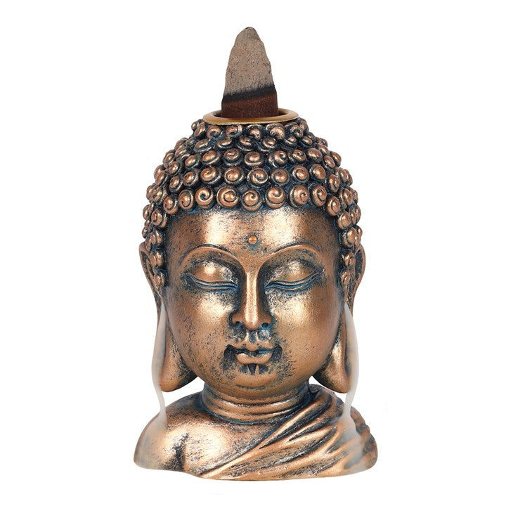 Bronze Buddha Head Backflow Incense Burner 9cm