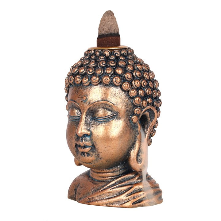 Bronze Buddha Head Backflow Incense Burner 9cm
