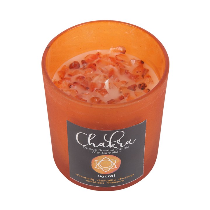 Sacral Chakra Orange Crystal Chip Candle 8cm