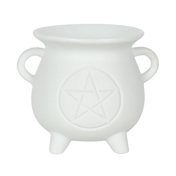 White Pentagram Cauldron Oil Burner and Wax Warmer
