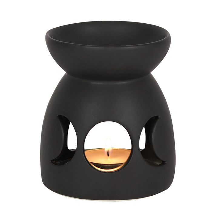 Black Triple Moon Cut Out Oil Burner 10cm