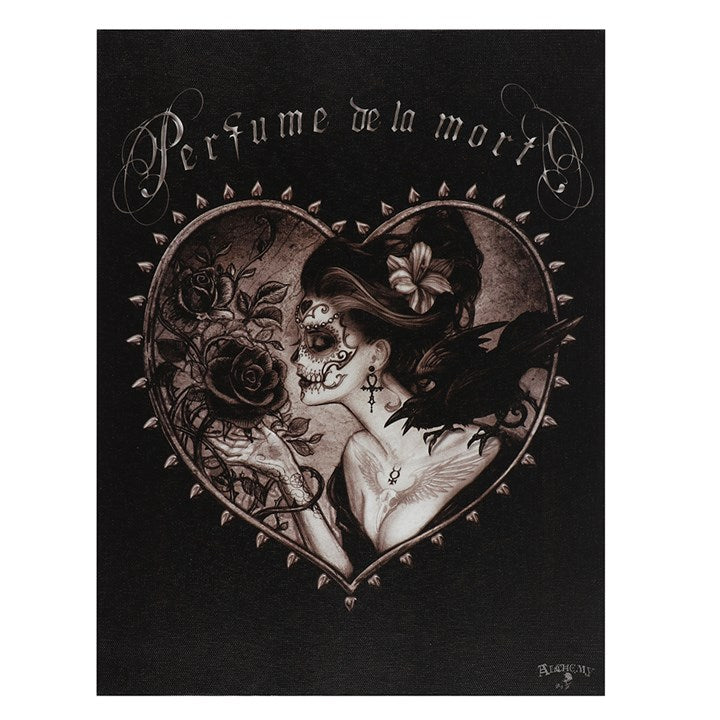 19x25cm Perfume de la Mort Canvas Plaque by Alchemy