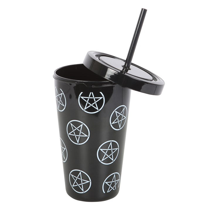 Pentagram Plastic Tumbler with Straw 23.5cm