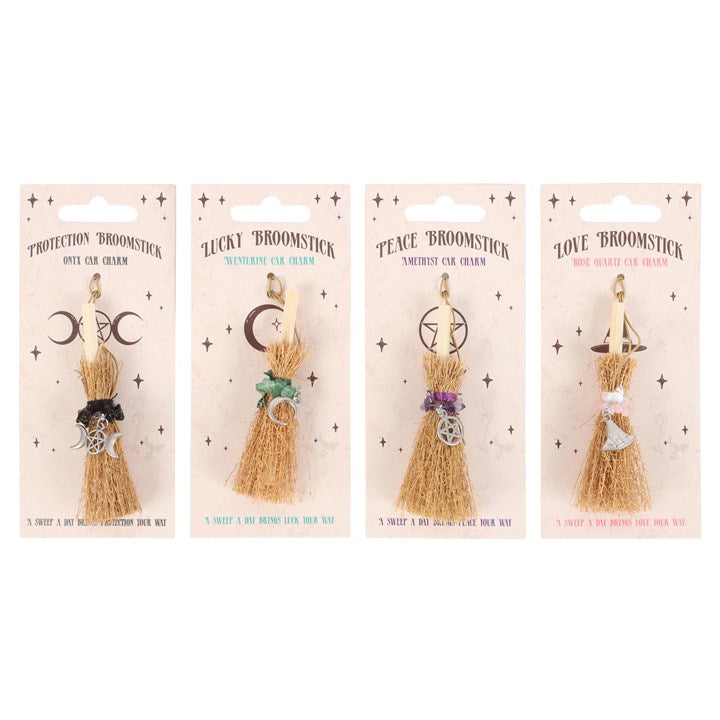 Pack of 12 Lucky Crystal Broomstick Car Charms 16.5cm