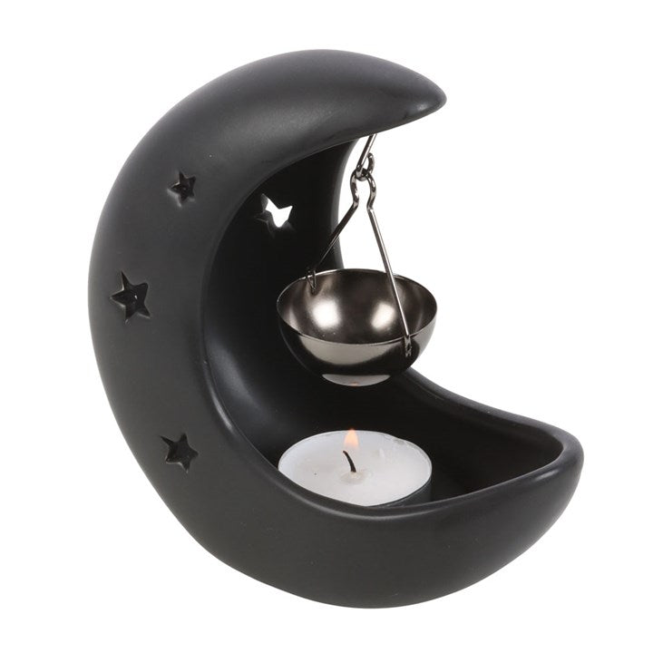 Black Crescent Moon Hanging Oil Burner 13.5cm
