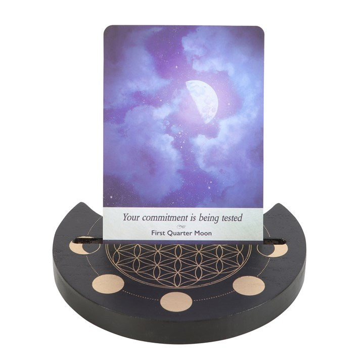 Black Flower of Life Crescent Moon Tarot Card Stand 11cm