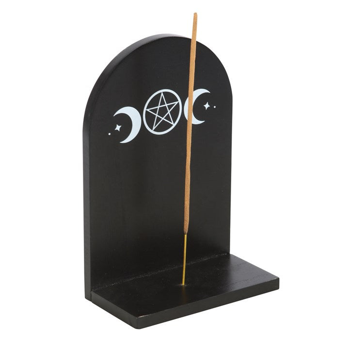 Black Triple Moon Incense Holder Shelf 18.5cm