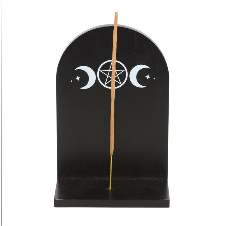 Black Triple Moon Incense Holder Shelf 18.5cm