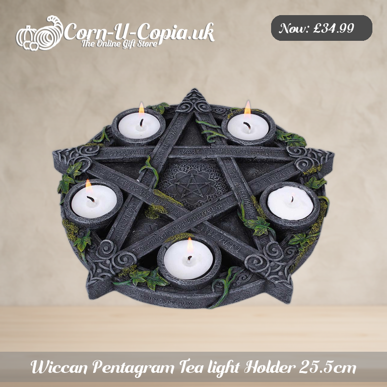 Wiccan Pentagram Tea light Holder 25.5cm Ad 1