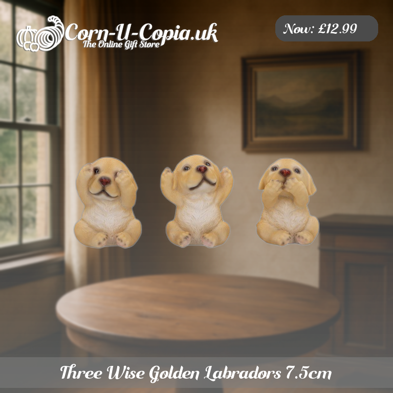 Three Wise Golden Labradors 7.5cm Ad 3