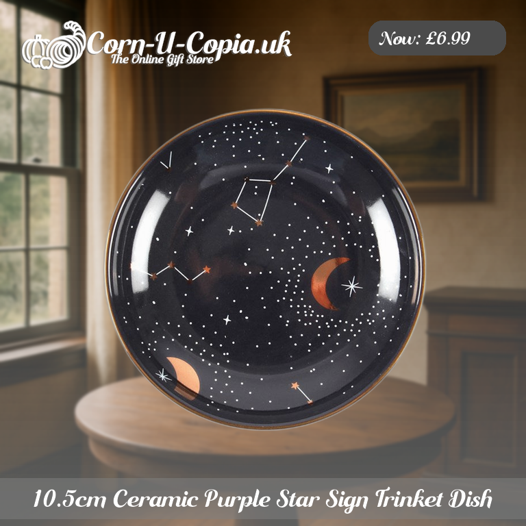 10.5cm Ceramic Purple Star Sign Trinket Dish Ad 3