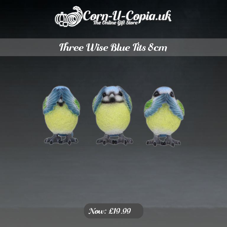 Three Wise Blue Tits 8cm Ad 4