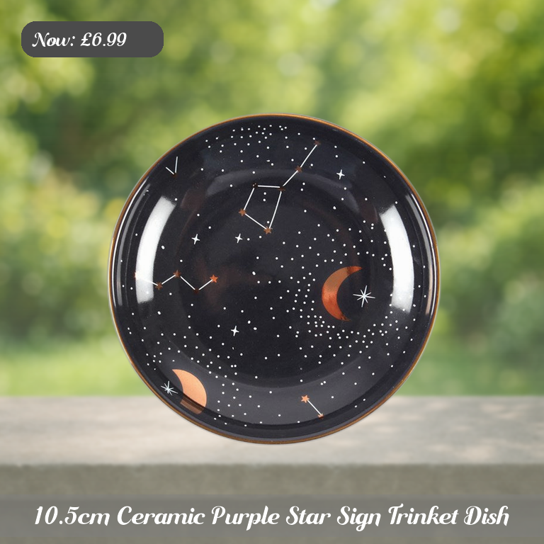 10.5cm Ceramic Purple Star Sign Trinket Dish Ad 5