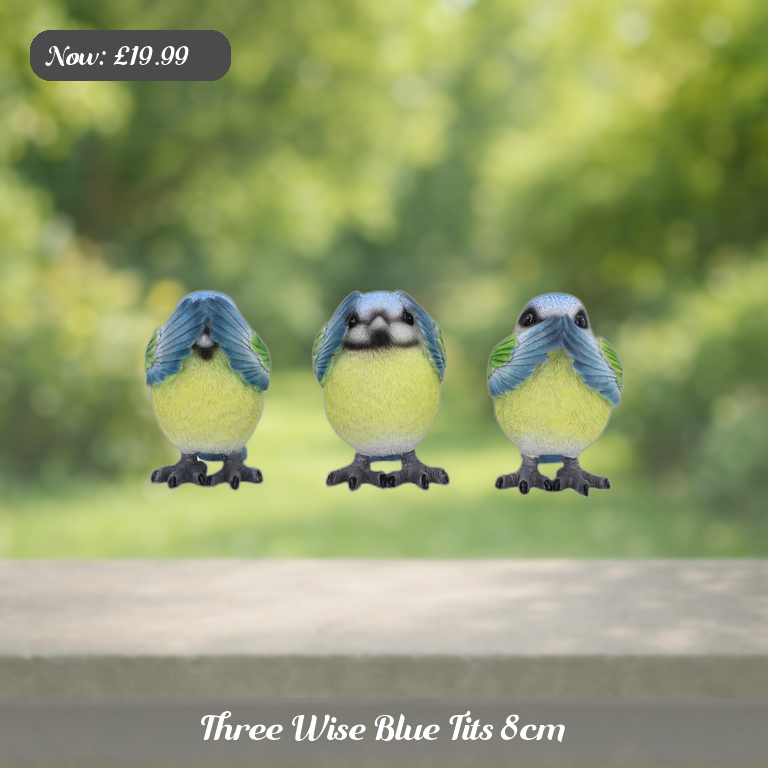 Three Wise Blue Tits 8cm Ad 5