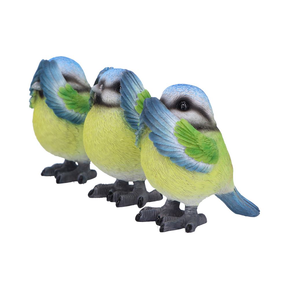 Three Wise Blue Tits 8cm