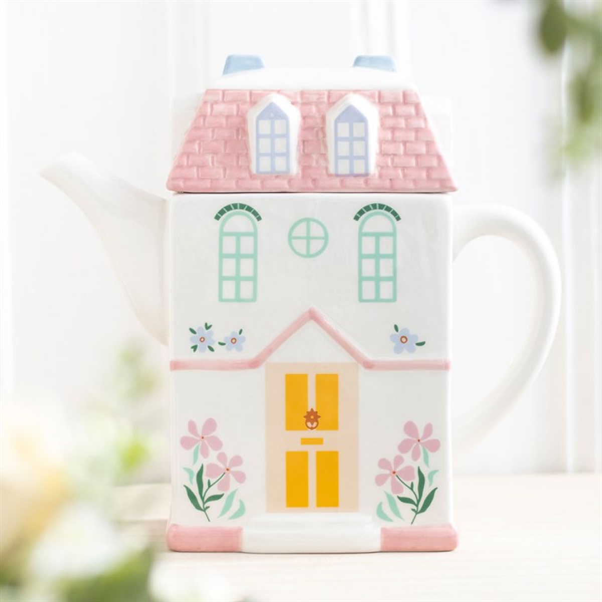 Pastel House Shaped Teapot 22cm
