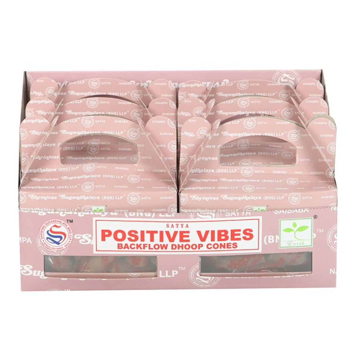 Set of 6 Positive Vibes Backflow Dhoop Incense Cones by Satya (6/30)
