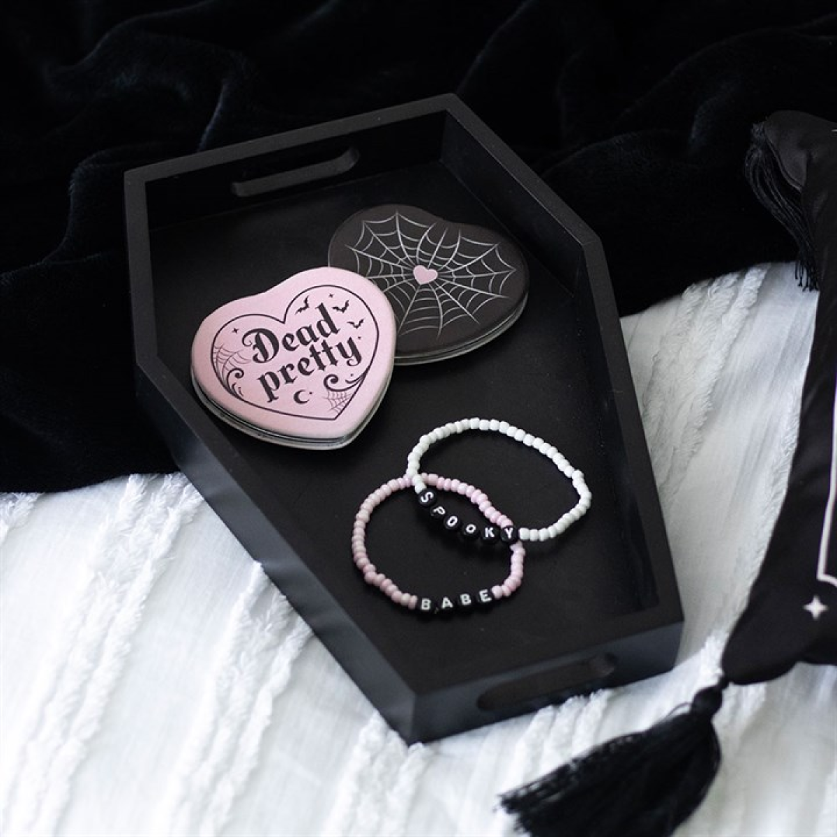 Plain Black Coffin Trinket Tray 24.5cm