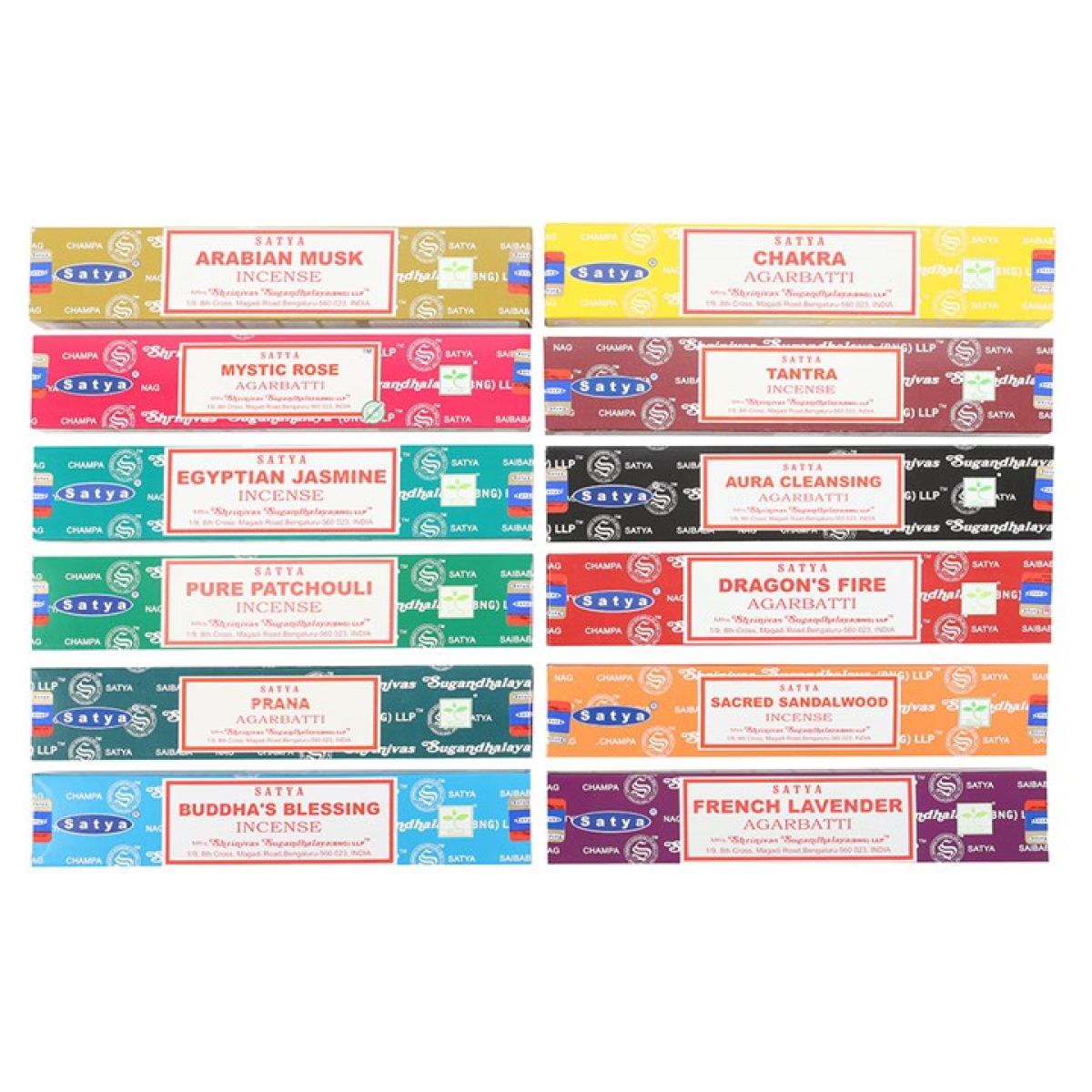 Set of 12 Assorted Fragrance Incense Sticks by Satya (12/50)