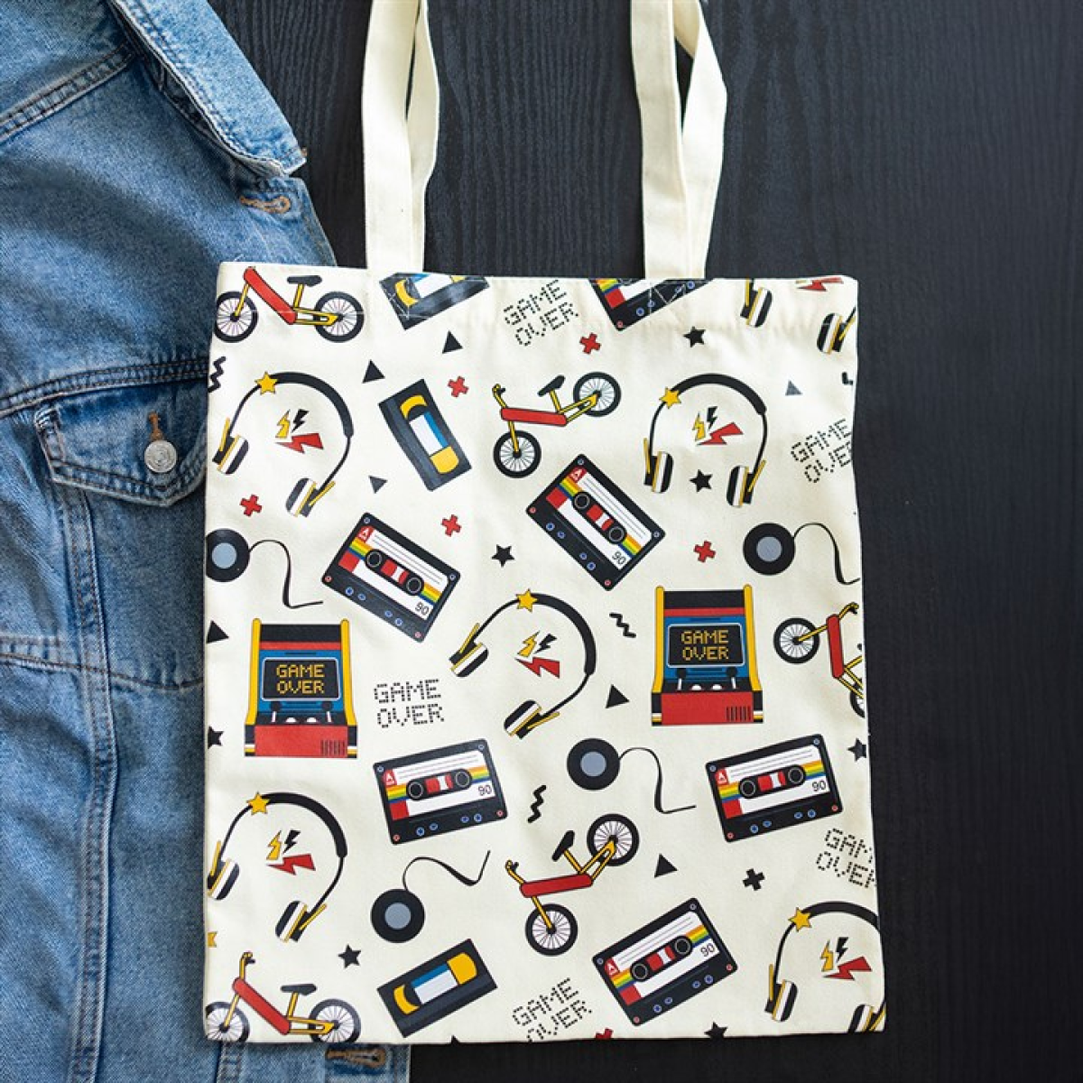 Retro 80s Print Polycotton Tote Bag 67cm