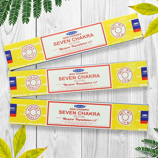 12 Packs of Seven Chakra Incense Sticks by Satya