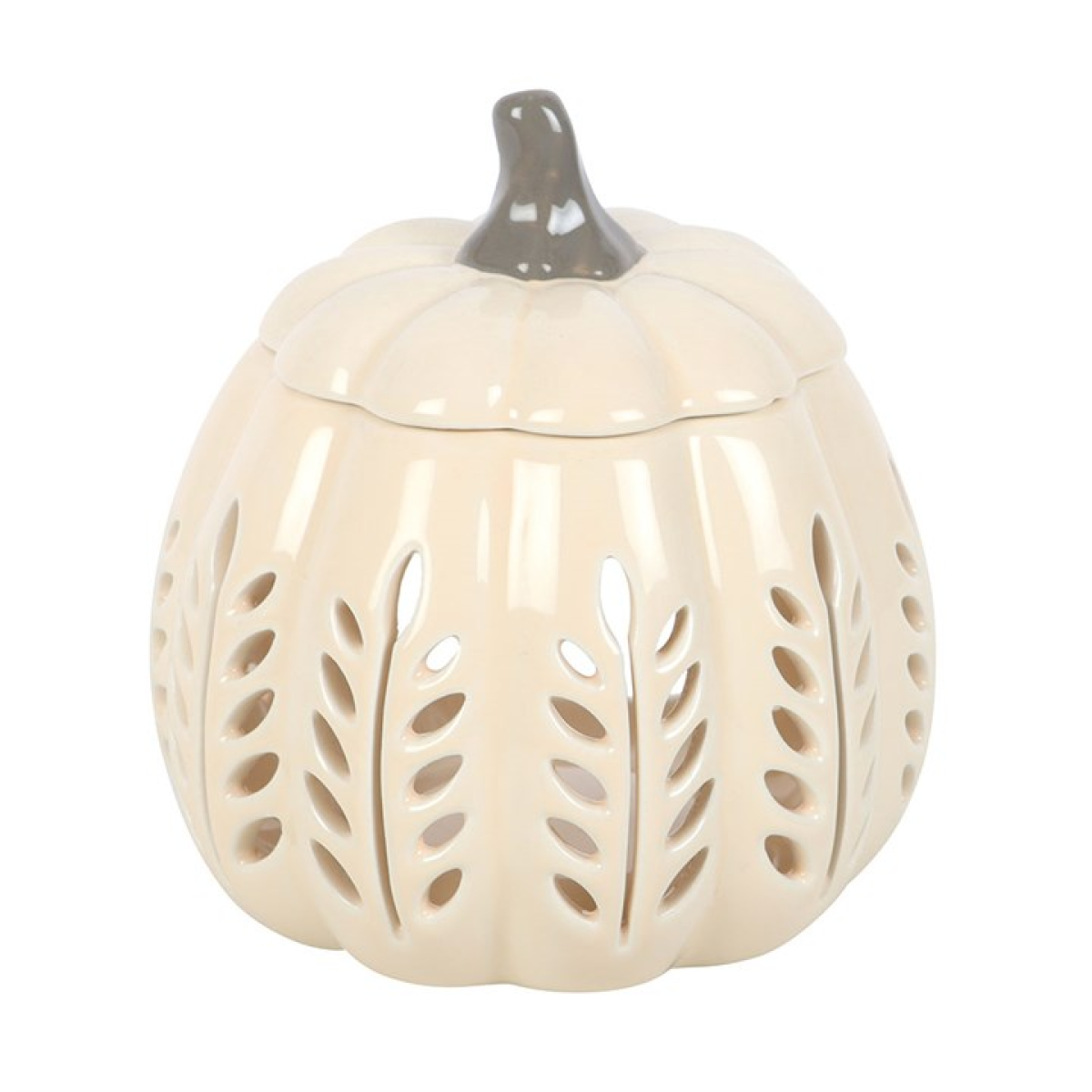 Cream Leaf Cut Out Pumpkin Oil Burner and Wax Warmer 13cm