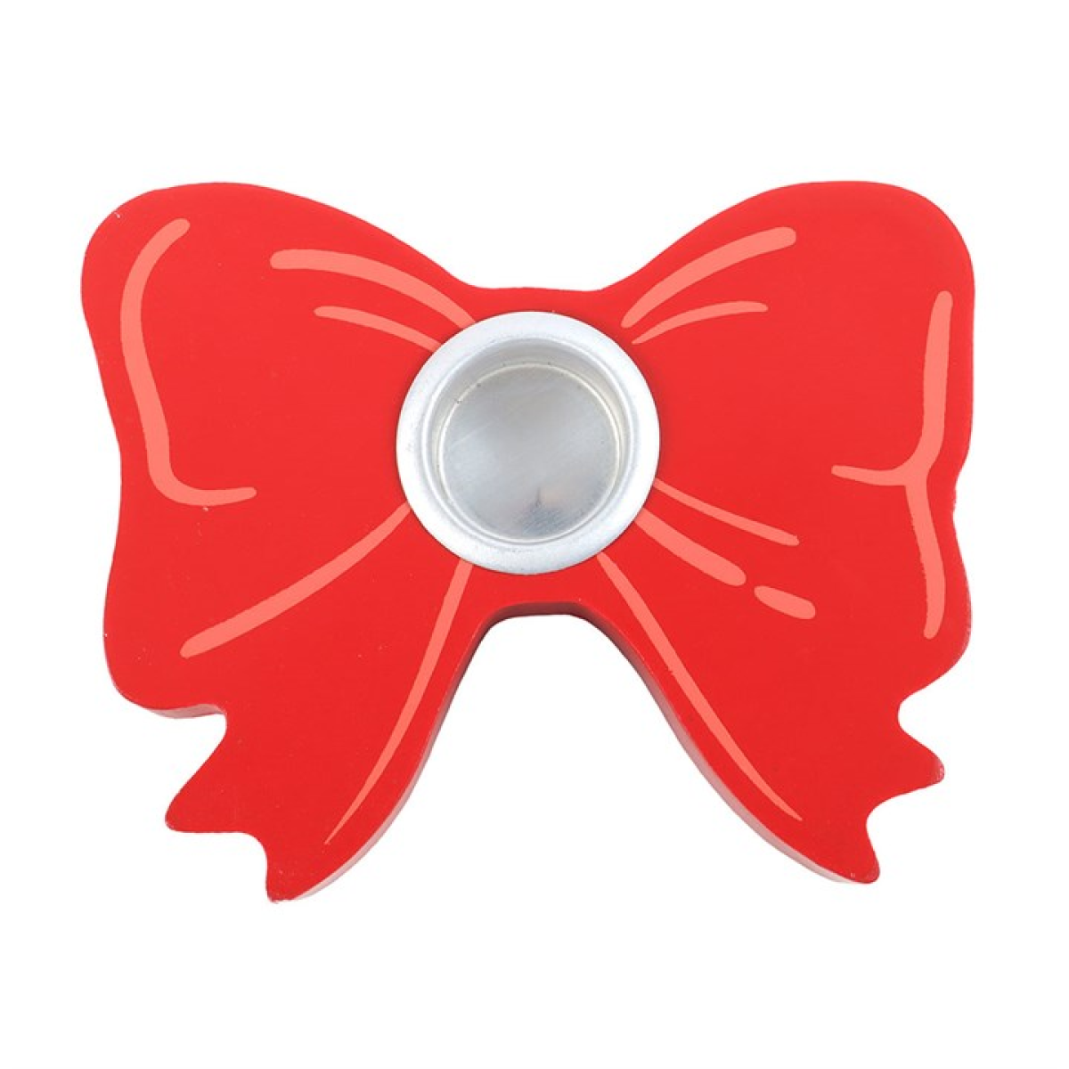 Red Bow Taper Candle Holder 10cm