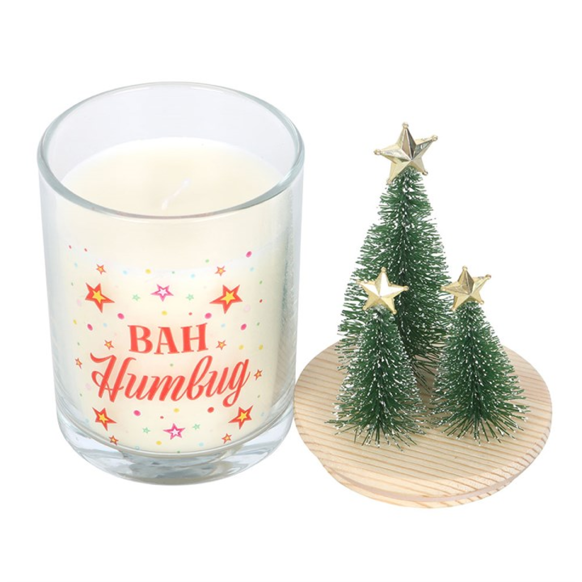 Bah Humbug Orange & Clove Glass Candle with Tree 8cm