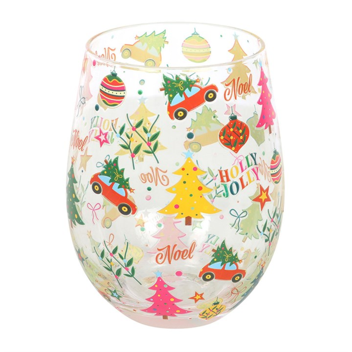 Nostalgic Christmas Print Stemless Glass 12cm