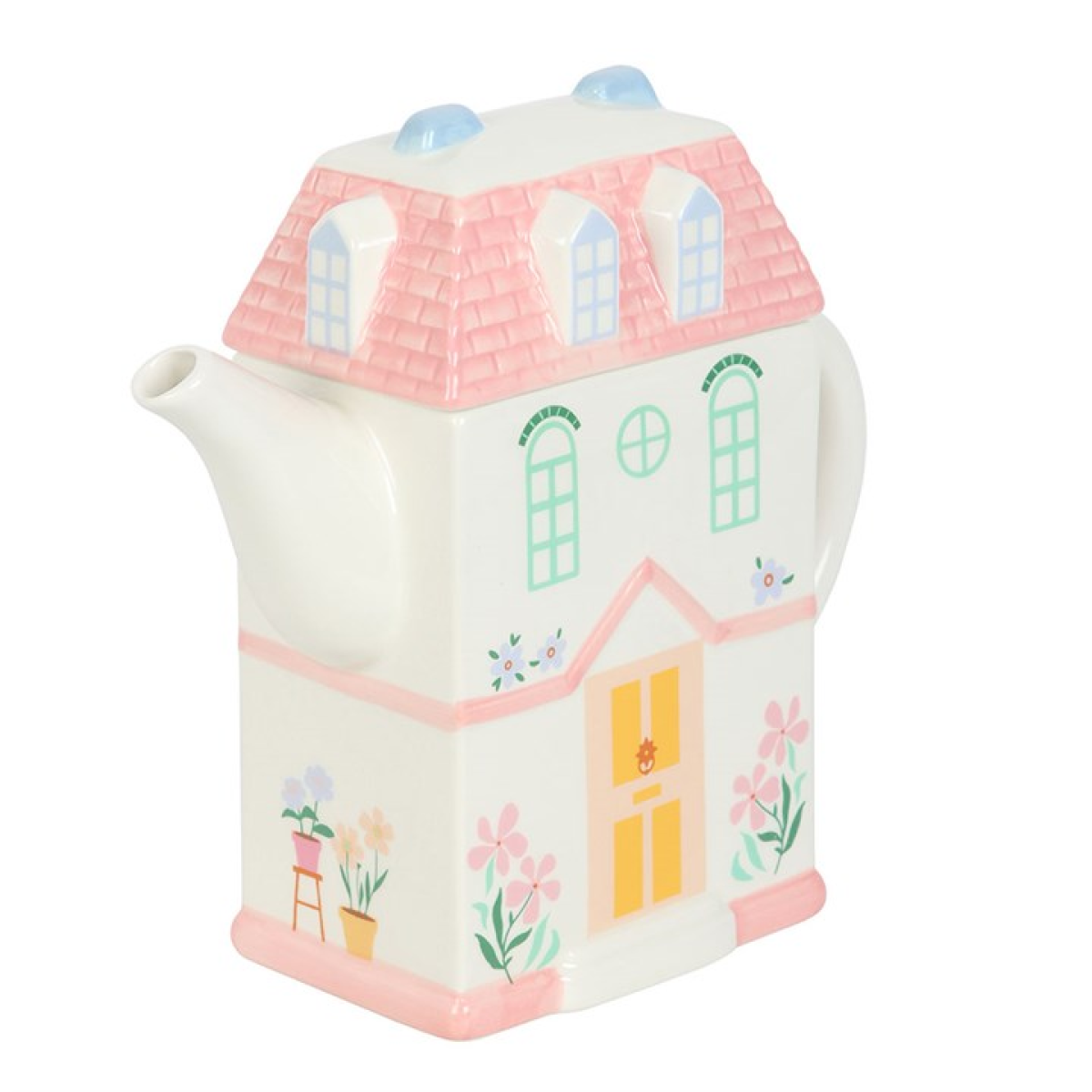 Pastel House Shaped Teapot 22cm