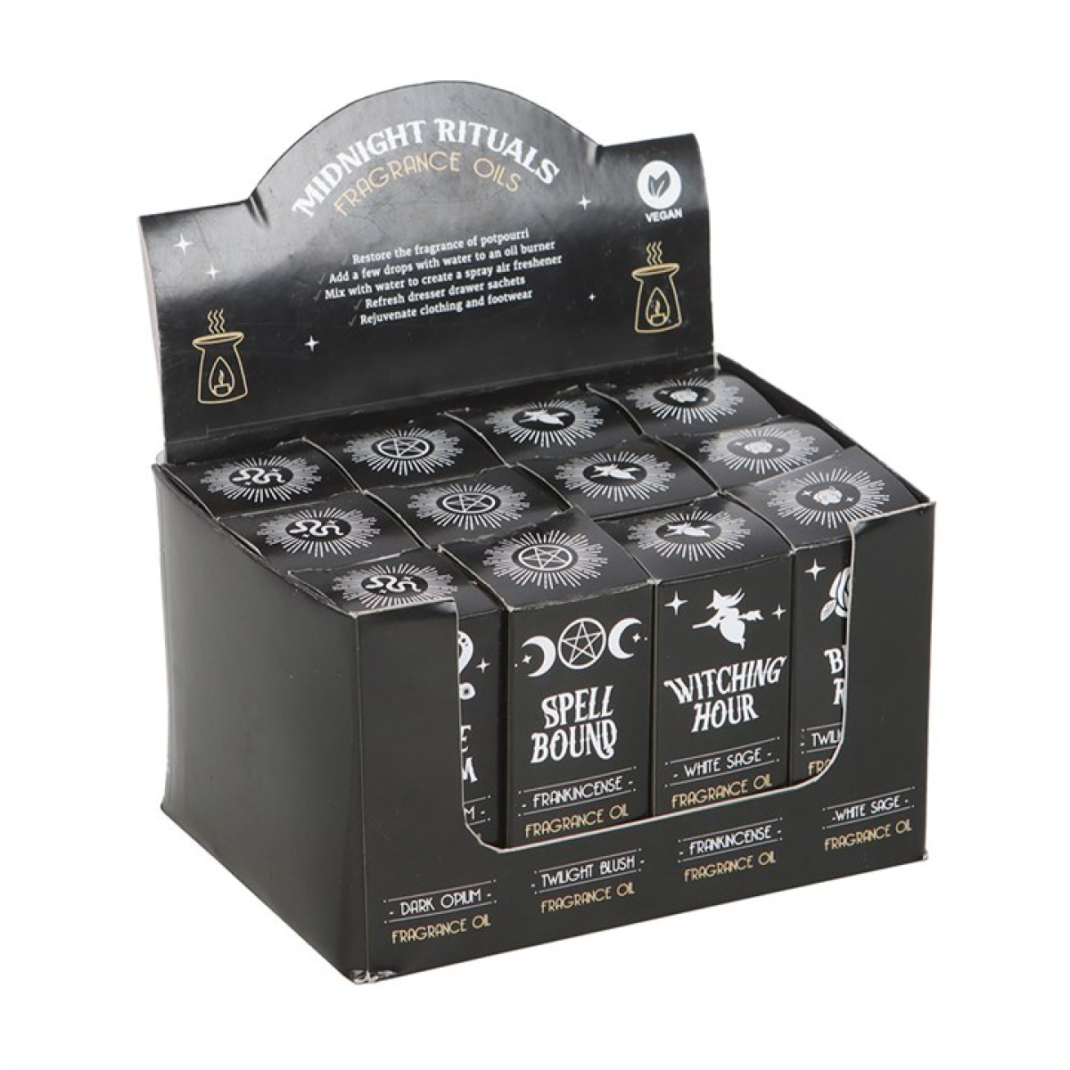 Set of 12 Midnight Rituals Fragrance Oils in Display