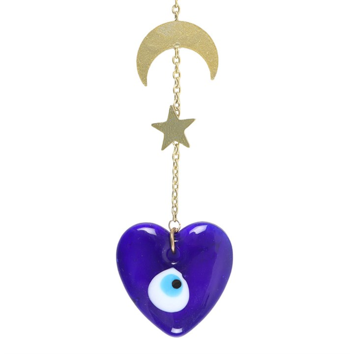 All Seeing Eye Glass Heart Hanging Decoration 21cm