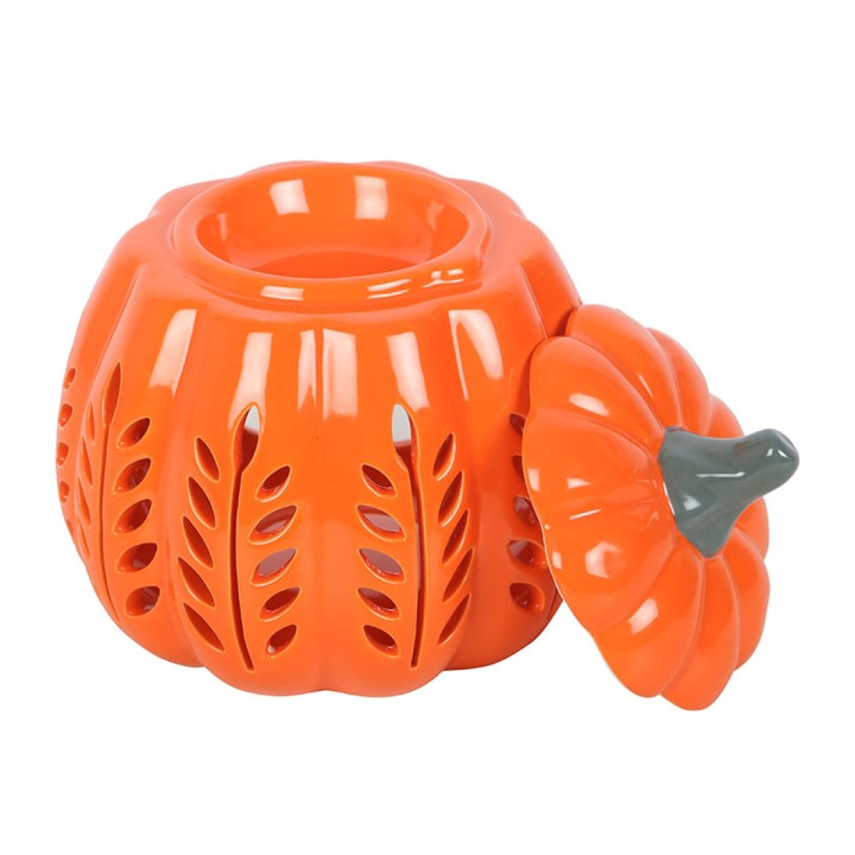 Orange Leaf Cut Out Pumpkin Oil Burner and Wax Warmer 13cm
