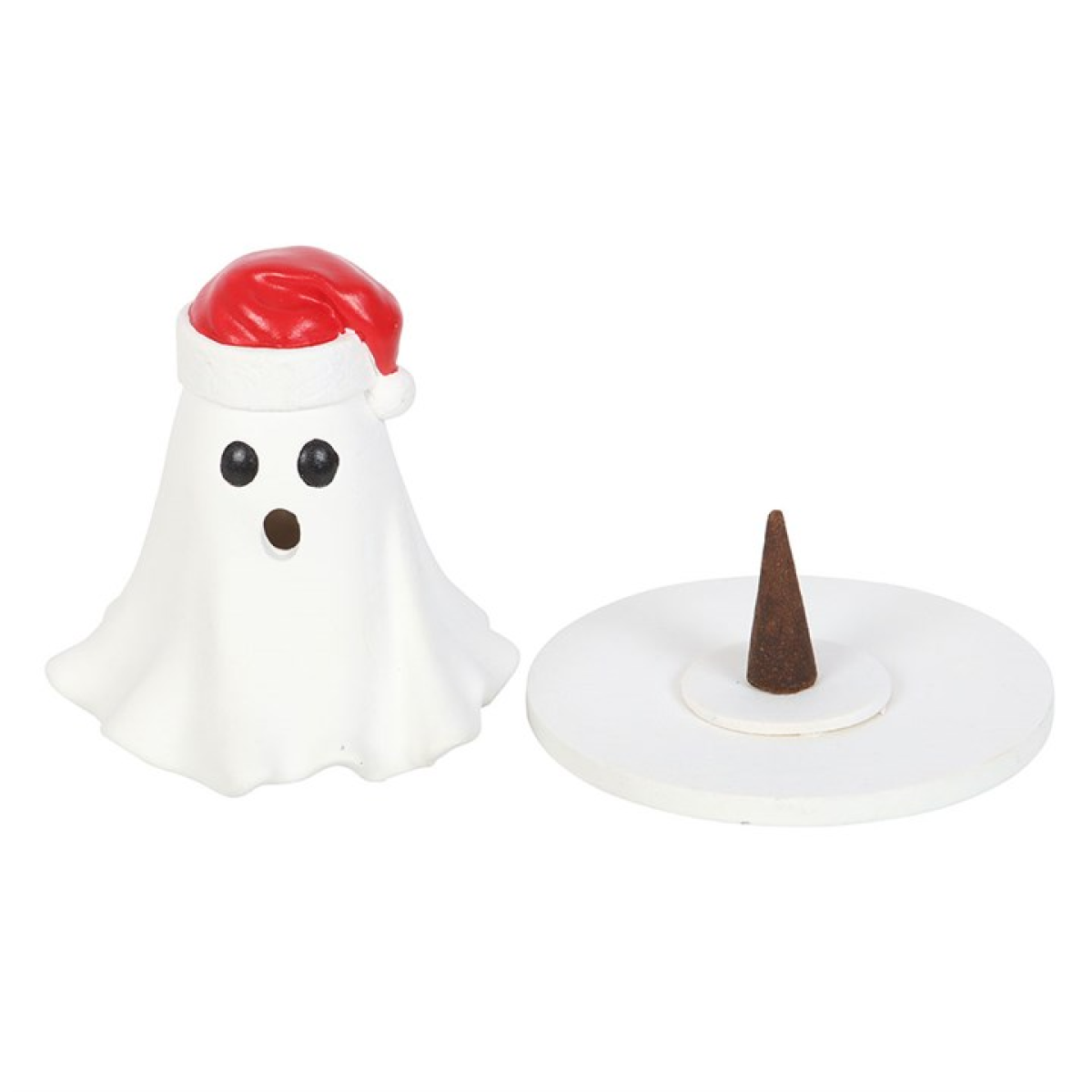 Ghost with Santa Hat Incense Cone Holder 10.5cm