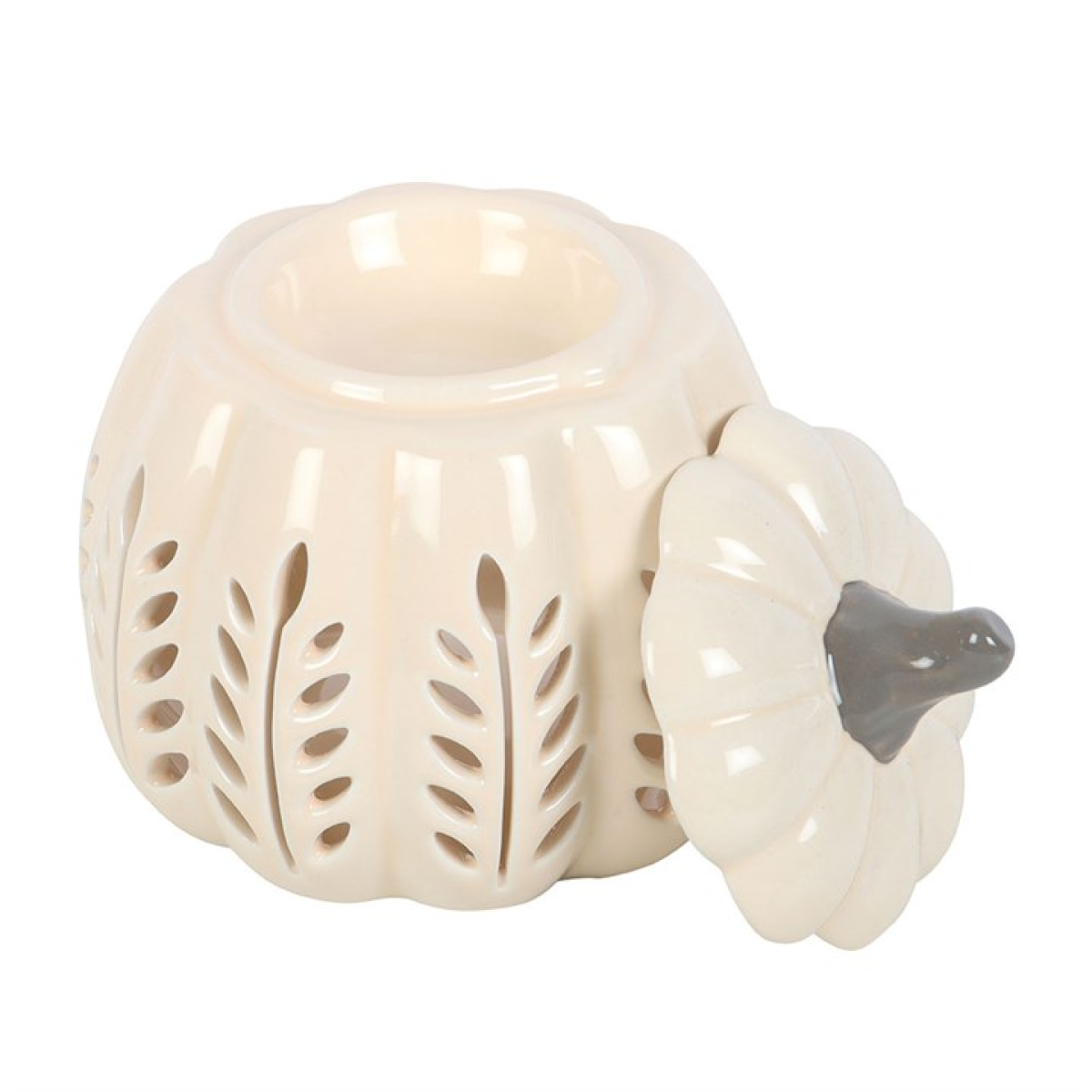 Cream Leaf Cut Out Pumpkin Oil Burner and Wax Warmer 13cm