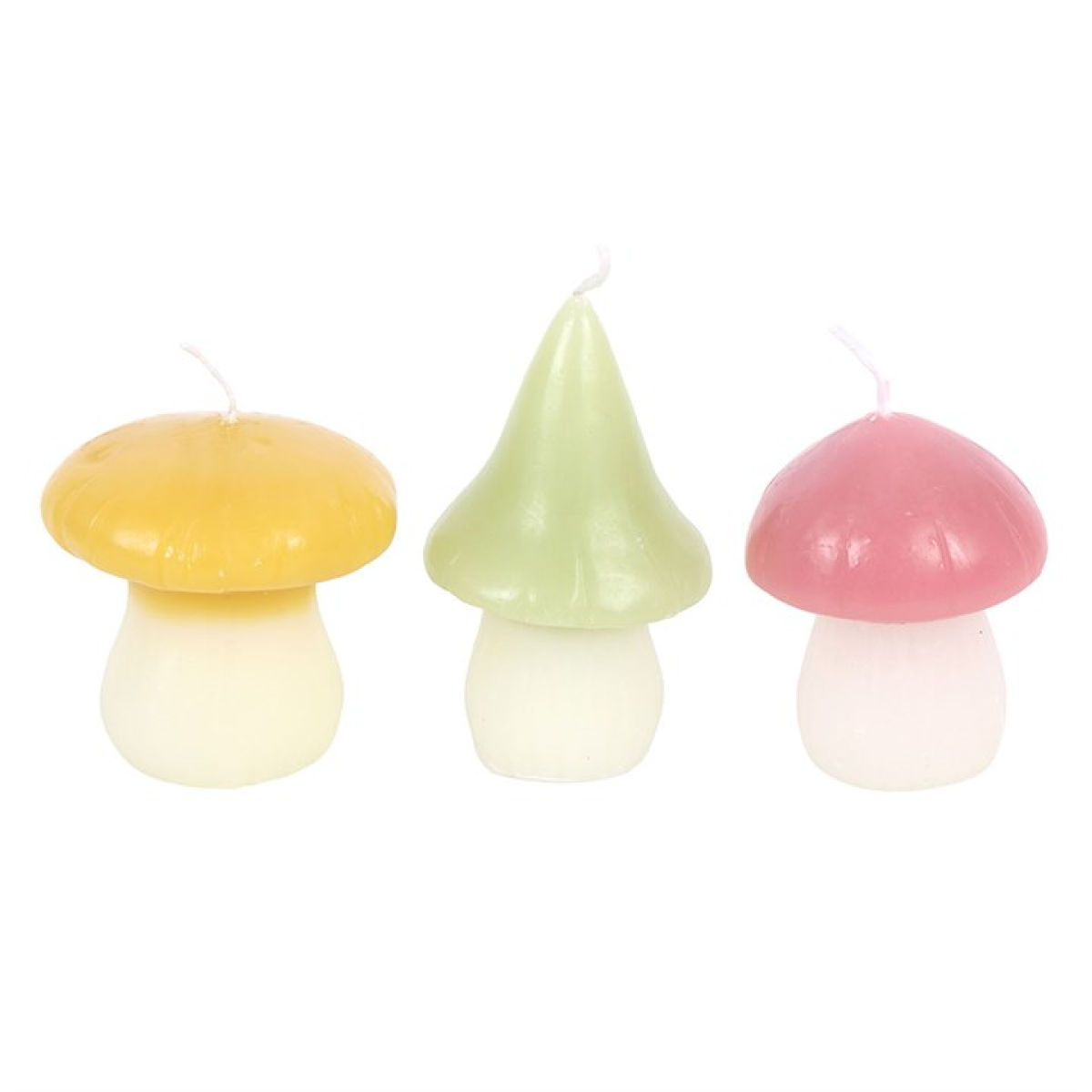 Set of 3 Pastel Mushroom Candles 10cm