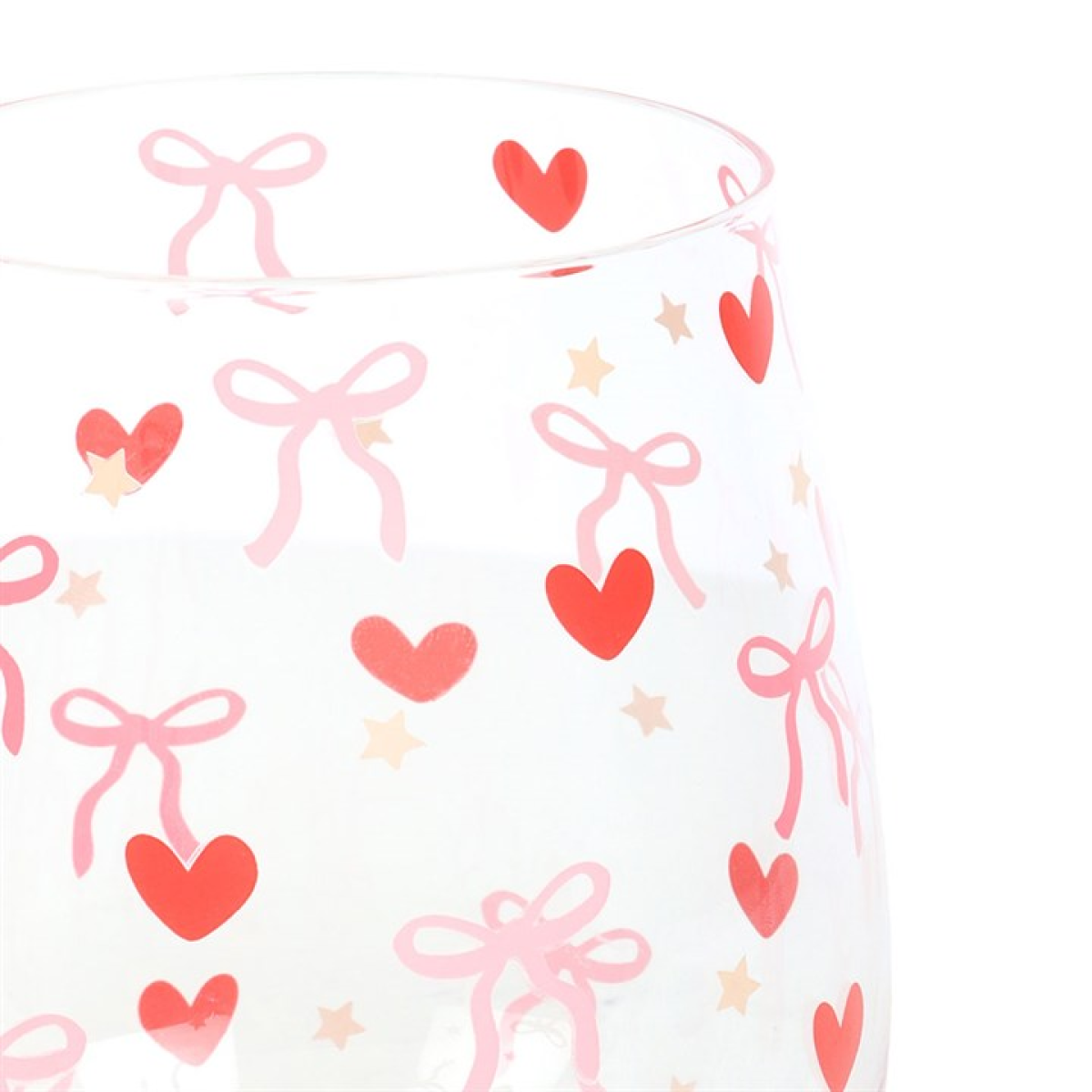 Bow and Heart Print Stemless Glass 12cm