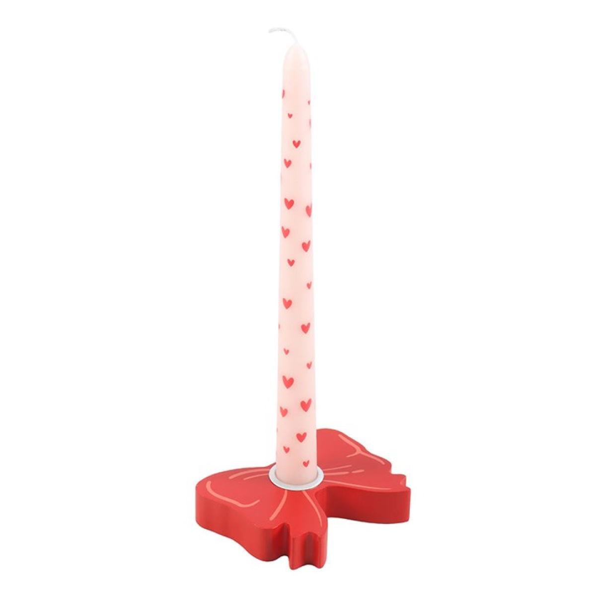 Red Bow Taper Candle Holder 10cm
