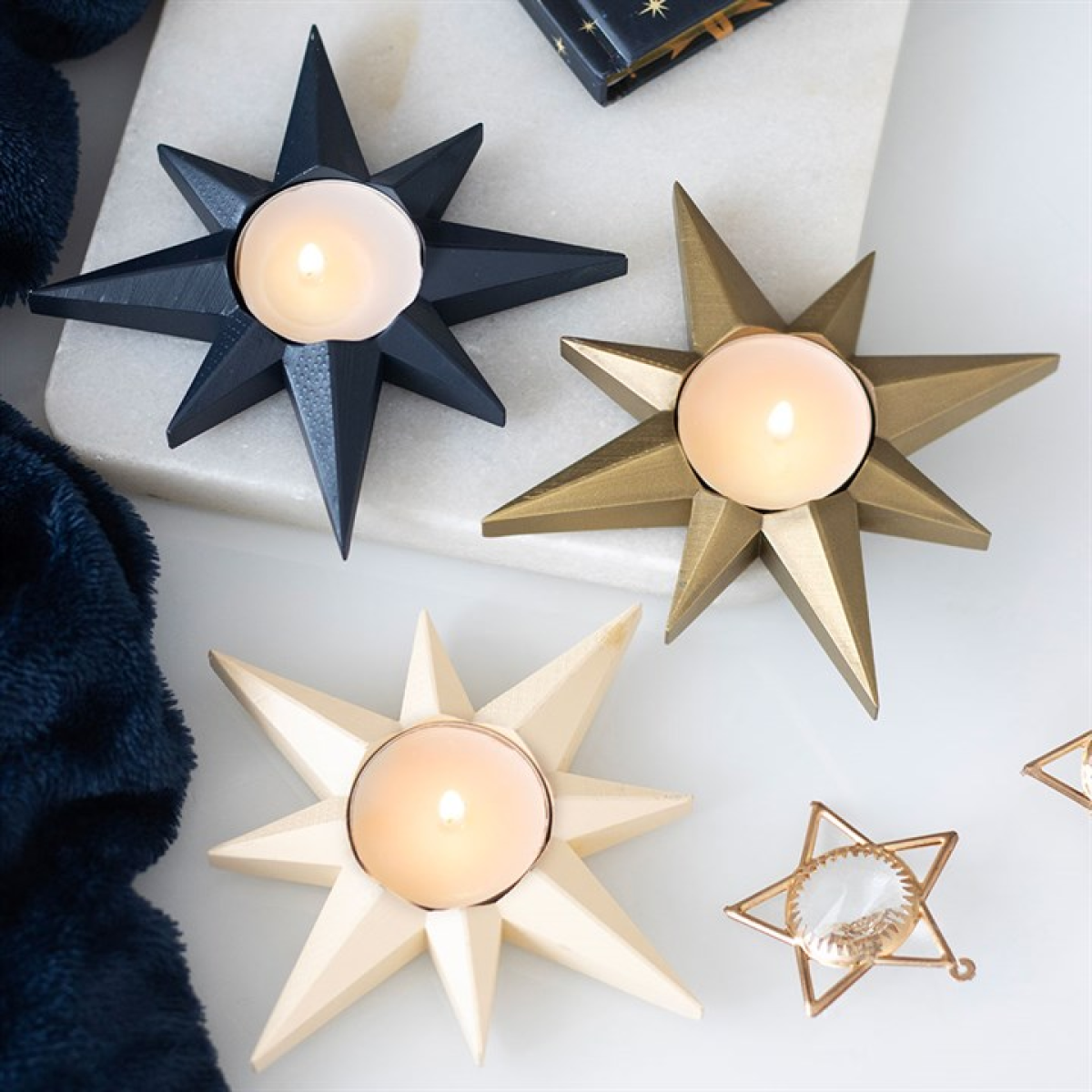 Cream Star Tealight Candle Holder 12.5cm