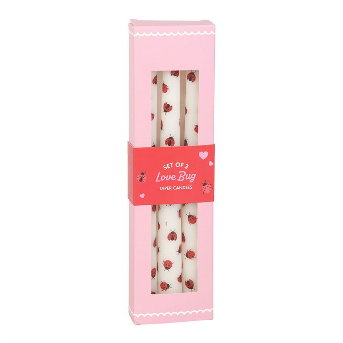 Set of 3 Love Bug Ladybird Taper Candles 26cm
