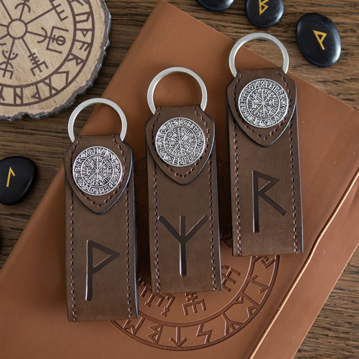 Joy Viking Rune Faux Leather Keyring 11cm