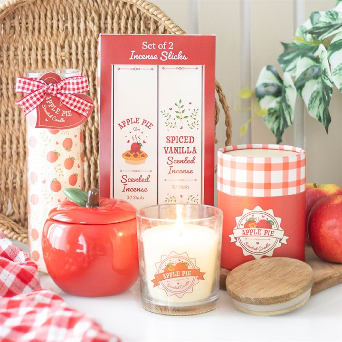 Apple Print Apple Pie Tube Candle 21cm